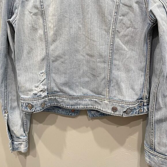 American Eagle Destroyed Denim Jean Jacket - Size: Small - Picture 8 of 9